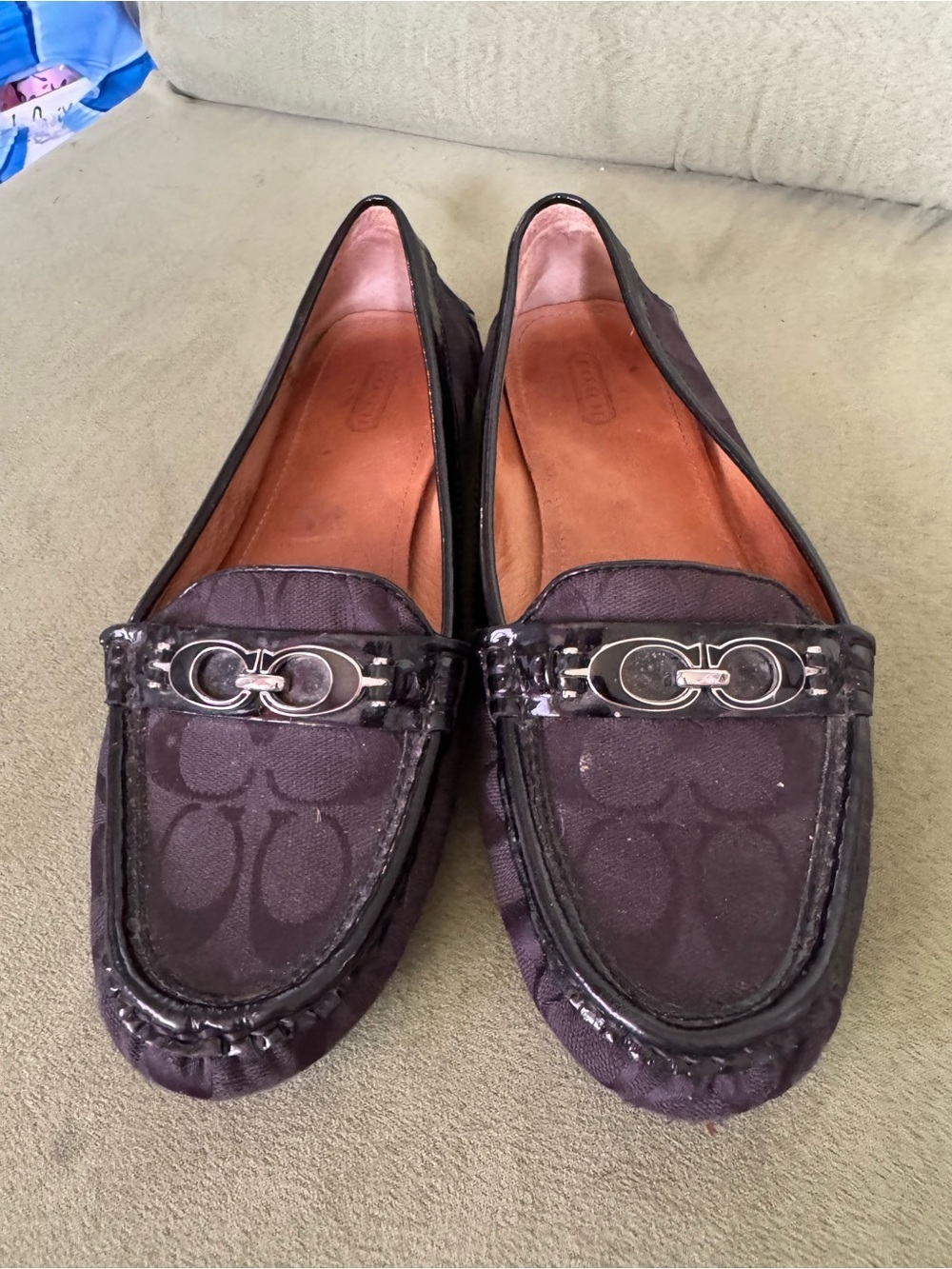 Coach Women's Signature Canvas Moccasins with Silver Hardware